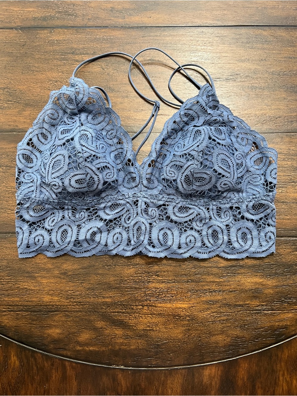 PINK x Victoria's SecretWireless Lace Crossback Bralette Dusty Blue Size Large